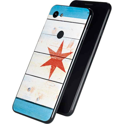 Chicago Flag Light Wood Google Pixel 3a XL Skin