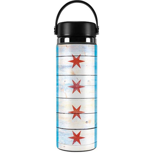 Chicago Flag Light Wood Hydro Flask 20oz Wide Mouth Skin