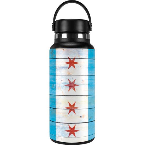 Chicago Flag Light Wood Hydro Flask 32oz Wide Mouth Skin