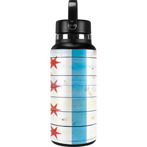 Chicago Flag Light Wood Hydro Flask 32oz Wide Mouth Skin