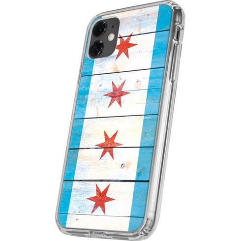 Chicago Flag Light Wood iPhone 11 Clear Case