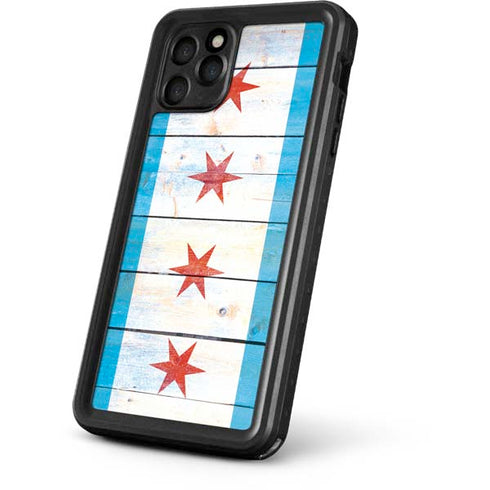 Chicago Flag Light Wood iPhone 11 Pro Max Waterproof Case