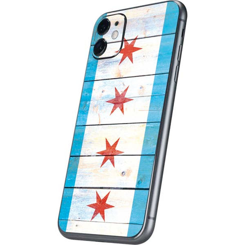 Chicago Flag Light Wood iPhone 11 Skin