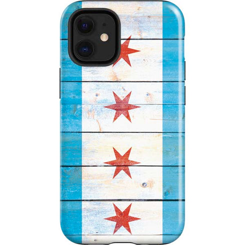 Chicago Flag Light Wood iPhone 12 Mini Impact Case