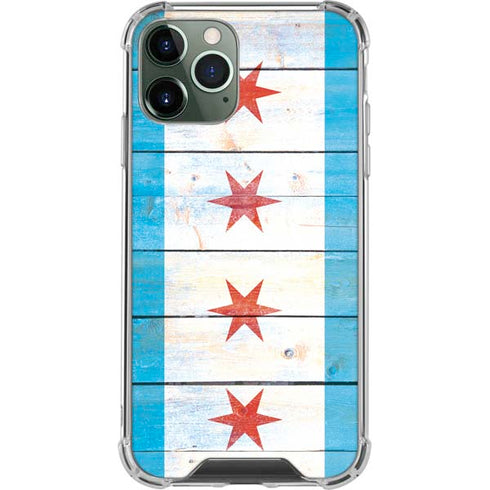 Chicago Flag Light Wood iPhone 12 Pro Clear Case