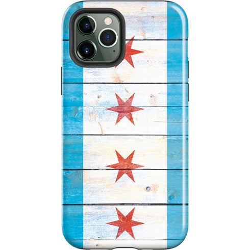 Chicago Flag Light Wood iPhone 12 Pro Impact Case