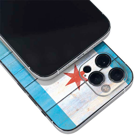 Chicago Flag Light Wood iPhone 12 Pro Skin