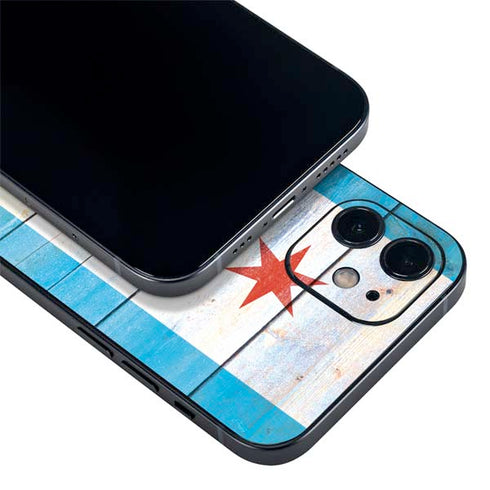 Chicago Flag Light Wood iPhone 12 Skin