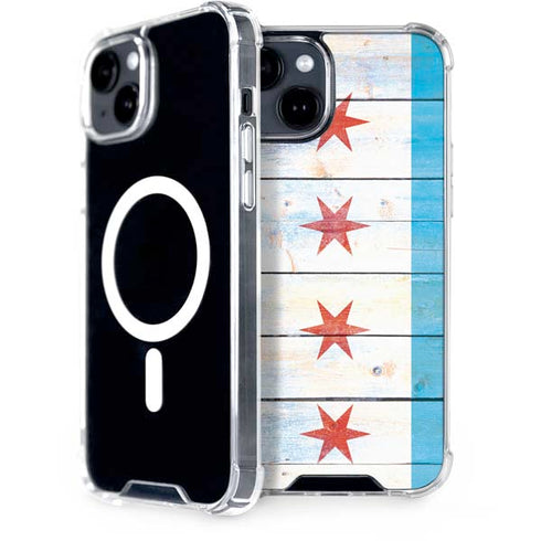 Chicago Flag Light Wood iPhone 13 MagSafe Case
