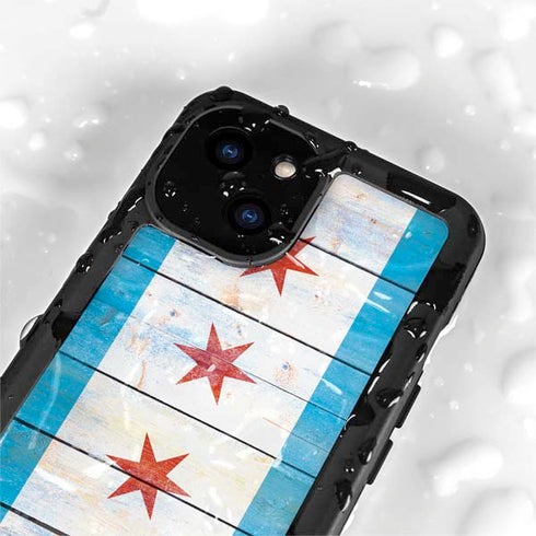 Chicago Flag Light Wood iPhone 13 Mini Waterproof Case