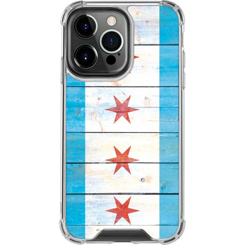 Chicago Flag Light Wood iPhone 13 Pro Clear Case