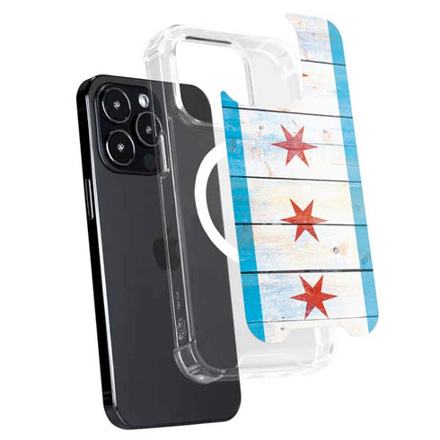 Chicago Flag Light Wood iPhone 13 Pro MagSafe Case