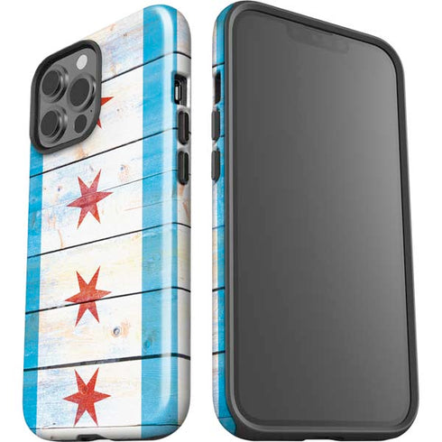 Chicago Flag Light Wood iPhone 13 Pro Max Impact Case