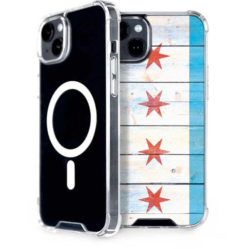 Chicago Flag Light Wood iPhone 14 MagSafe Case