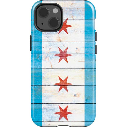 Chicago Flag Light Wood iPhone 15 Impact Case