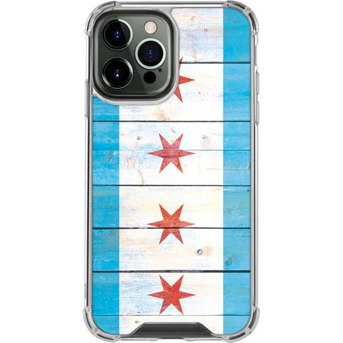 Chicago Flag Light Wood iPhone 15 Pro Max Clear Case