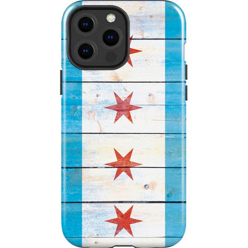 Chicago Flag Light Wood iPhone 15 Pro Max Impact Case