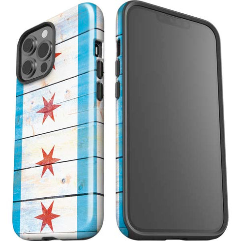 Chicago Flag Light Wood iPhone 14 Pro Max Impact Case