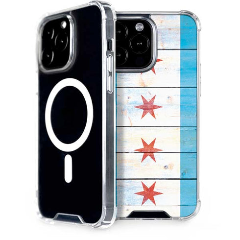 Chicago Flag Light Wood iPhone 15 Pro Max MagSafe Case