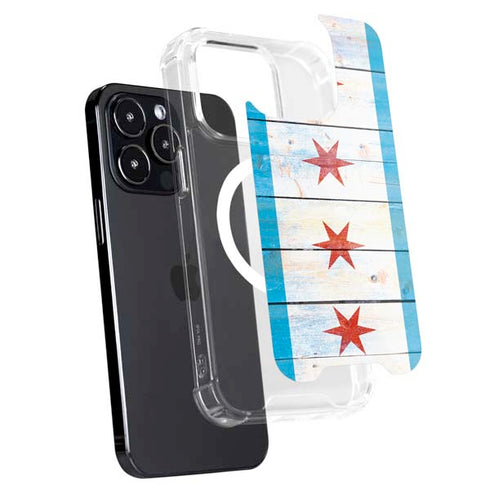 Chicago Flag Light Wood iPhone 15 Pro Max MagSafe Case