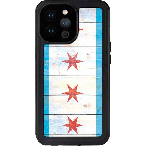 Chicago Flag Light Wood iPhone 14 Pro Max Waterproof Case
