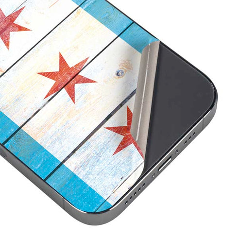 Chicago Flag Light Wood iPhone 14 Pro Skin
