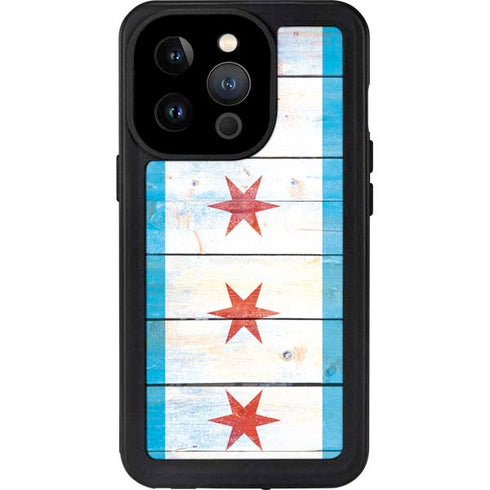 Chicago Flag Light Wood iPhone 14 Pro Waterproof Case