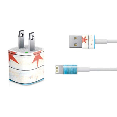 Chicago Flag Light Wood iPhone Charger (5W USB) Skin