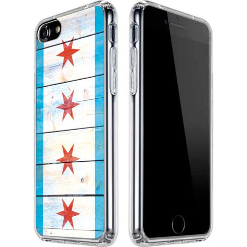 Chicago Flag Light Wood iPhone SE (2nd & 3rd Gen) Clear Case