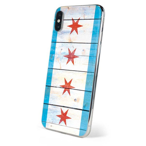 Chicago Flag Light Wood iPhone X Skin