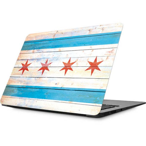 Chicago Flag Light Wood Apple MacBook Skin