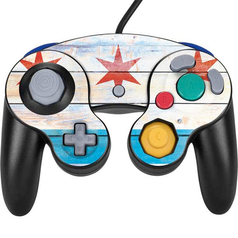 Chicago Flag Light Wood Nintendo GameCube Controller Skin