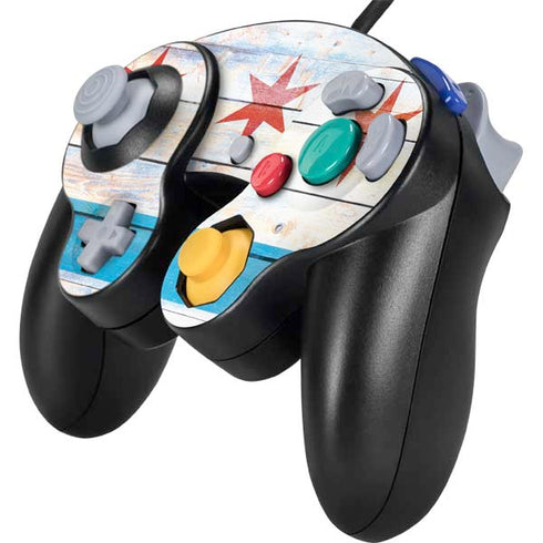 Chicago Flag Light Wood Nintendo GameCube Controller Skin