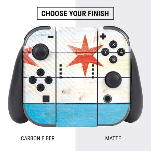 Chicago Flag Light Wood Nintendo Switch Bundle Skin