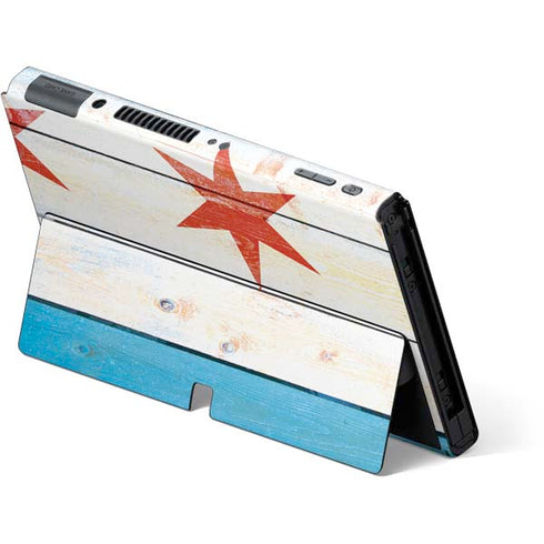 Chicago Flag Light Wood Nintendo Switch OLED (2021) Skin