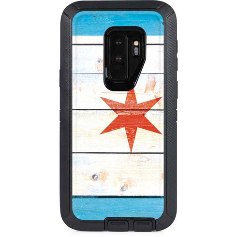 Chicago Flag Light Wood Otterbox Defender Galaxy Skin