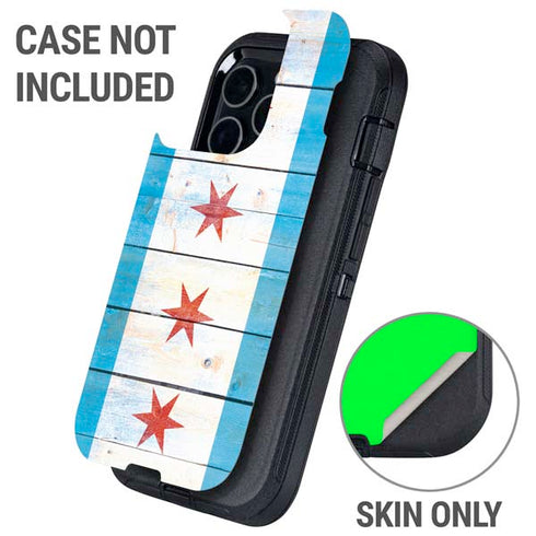 Chicago Flag Light Wood Otterbox Defender iPhone Skin