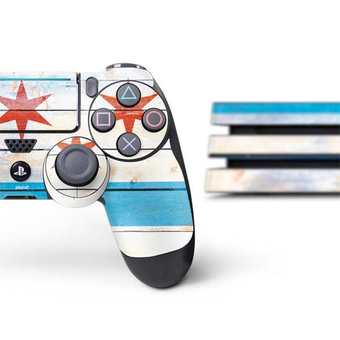 Chicago Flag Light Wood PS4 Pro Bundle Skin