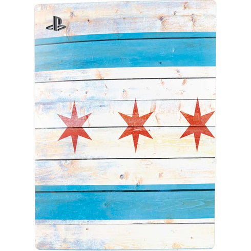 Chicago Flag Light Wood PS5 Console Skin
