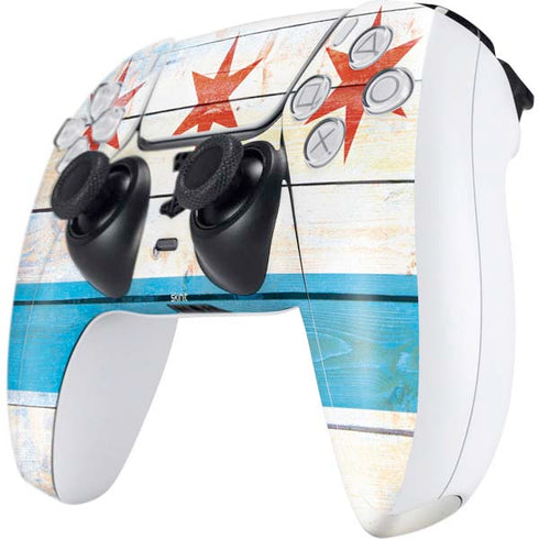 Chicago Flag Light Wood PS5 Controller Skin