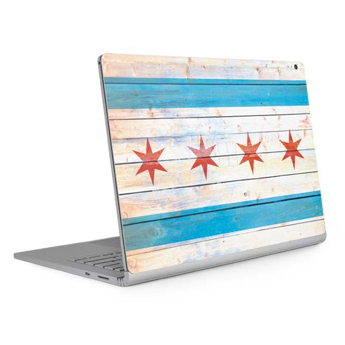 Chicago Flag Light Wood Surface Book 2 15in Skin