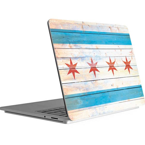 Chicago Flag Light Wood Surface Laptop Studio Skin