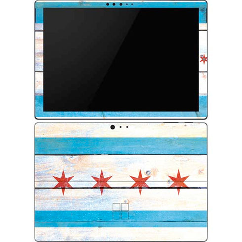Chicago Flag Light Wood Surface Pro 6 Skin