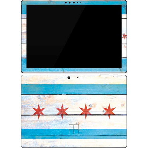 Chicago Flag Light Wood Surface Pro 7 Skin