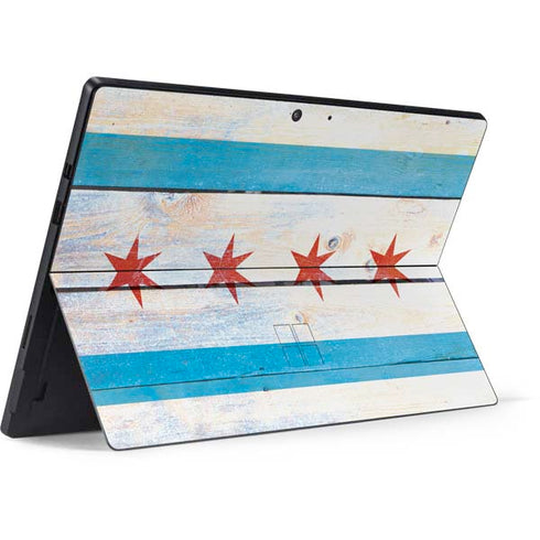 Chicago Flag Light Wood Surface Pro 7 Skin