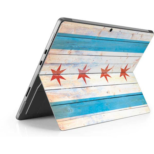 Chicago Flag Light Wood Surface Pro 8 Skin