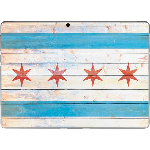 Chicago Flag Light Wood Surface Pro 9 Skin