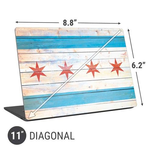 Chicago Flag Light Wood Universal Laptop 11in (8.8 x 6.2in) Skin