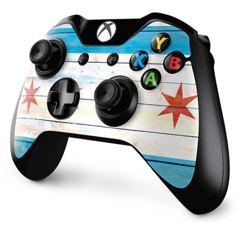 Chicago Flag Light Wood Xbox One Controller Skin