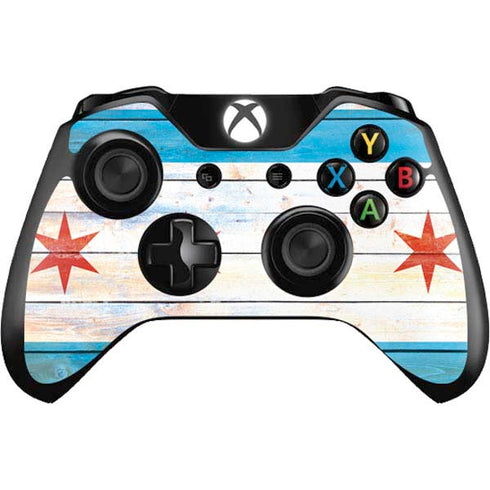 Chicago Flag Light Wood Xbox One Controller Skin